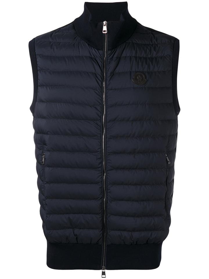 Moncler Quilted Body-warmer Jacket, Men's, Size: Medium, Blue, Polyamide/cotton/nylon/polyamide