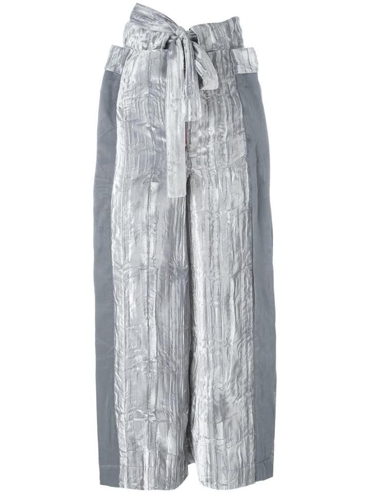 Eckhaus Latta Tied Belt Cropped Trousers, Women's, Size: Small, Grey, Rayon