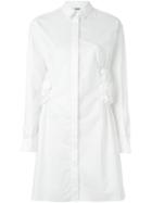 Msgm Ruched Waist Shirt Dress, Women's, Size: 44, White, Cotton/polyurethane/spandex/elastane