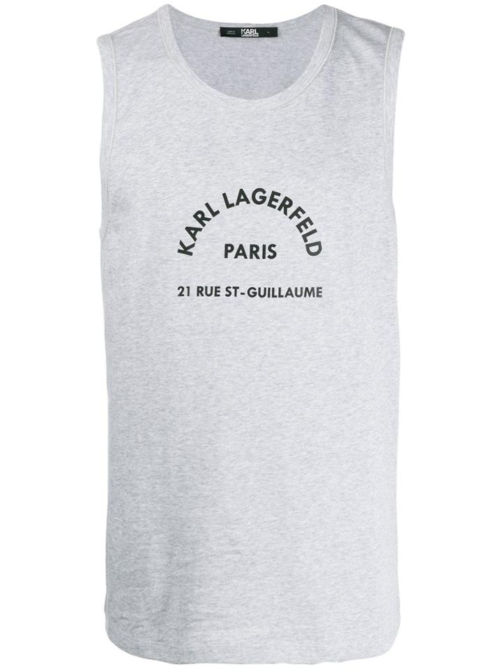 Karl Lagerfeld Rue St Guillaume Logo Print Top - Grey