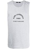 Karl Lagerfeld Rue St Guillaume Logo Print Top - Grey