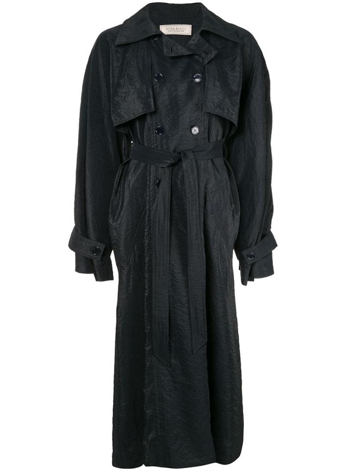 Nina Ricci Long Reversible Trench Coat - Blue