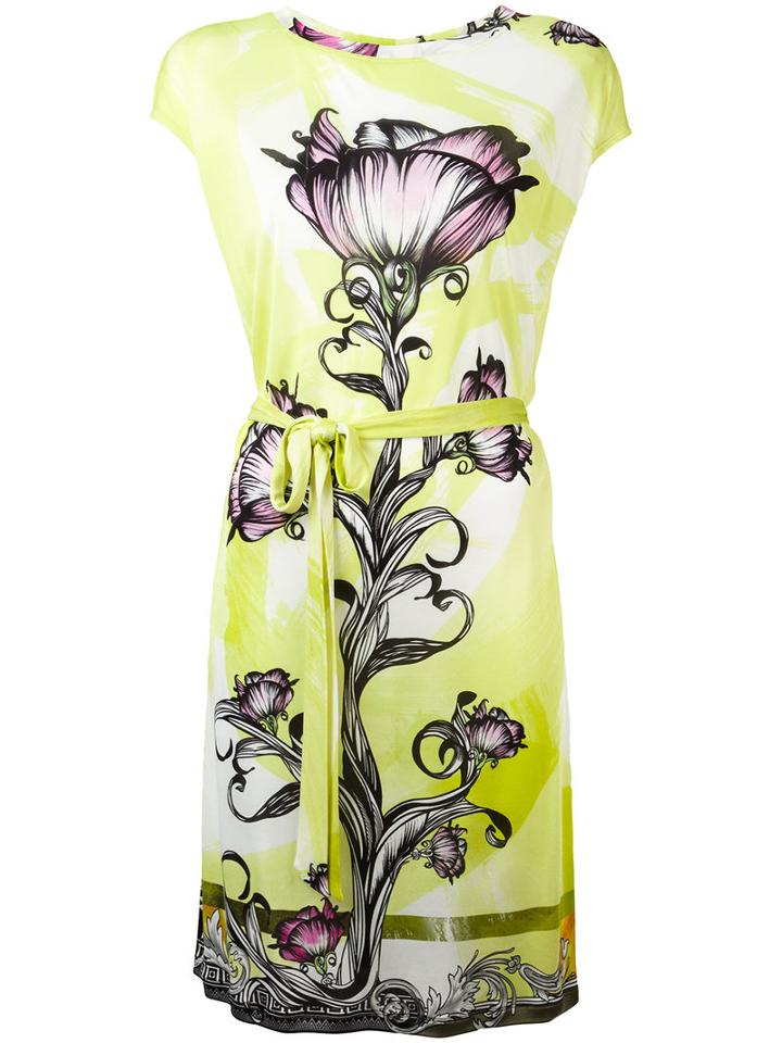 Versace Collection Floral Print Dress, Women's, Size: 44, Yellow/orange, Viscose