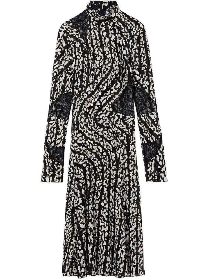 Proenza Schouler Marble Print Stretch Chiffon Dress - Black