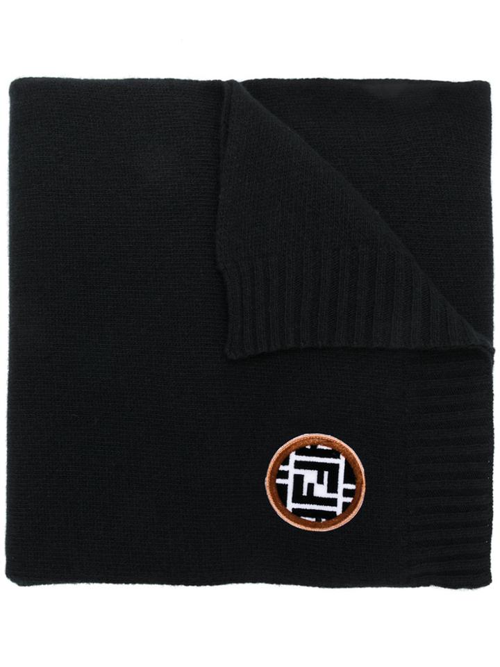 Fendi Logo Patch Scarf - Black