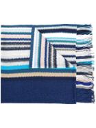 Missoni Striped Knit Scarf, Women's, Blue, Acrylic/polyamide/polyester/wool