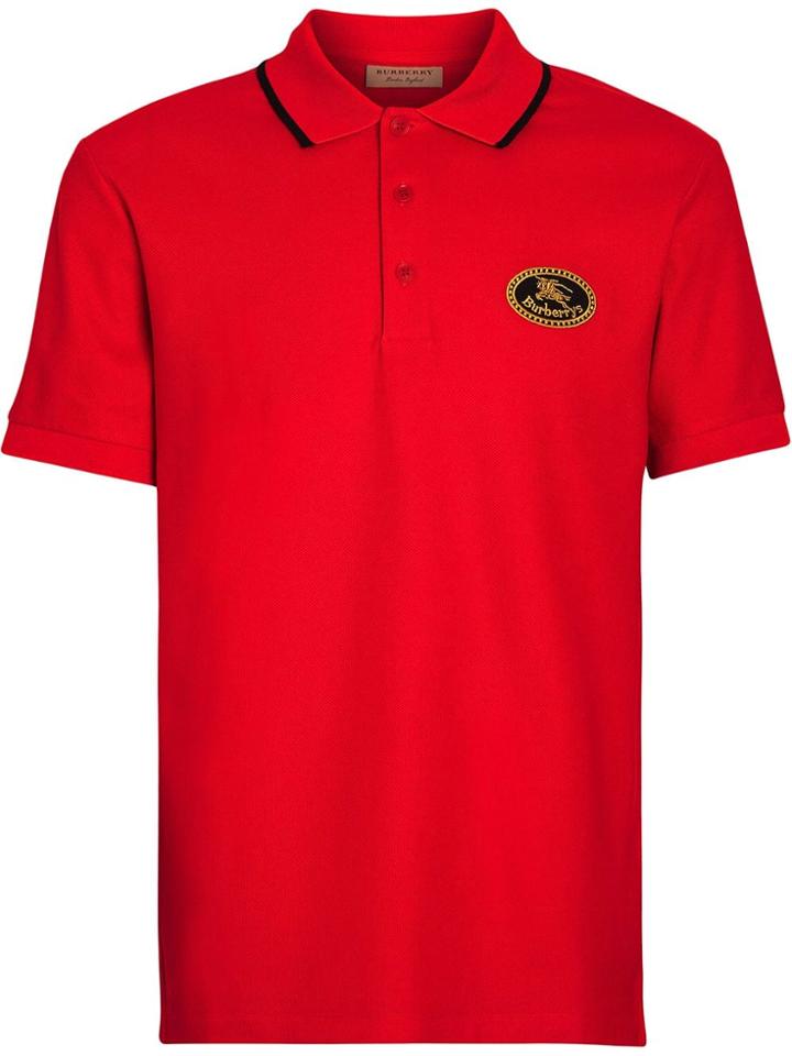 Burberry Archive Logo Cotton Piqué Polo Shirt - Red