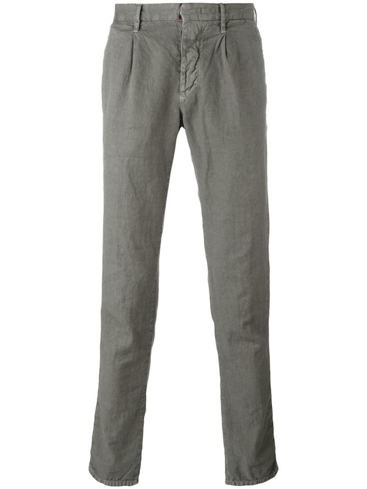 Incotex Pleat Detail Tapered Trousers - Green