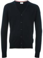 Moncler Classic V-neck Cardigan, Men's, Size: Large, Blue, Virgin Wool