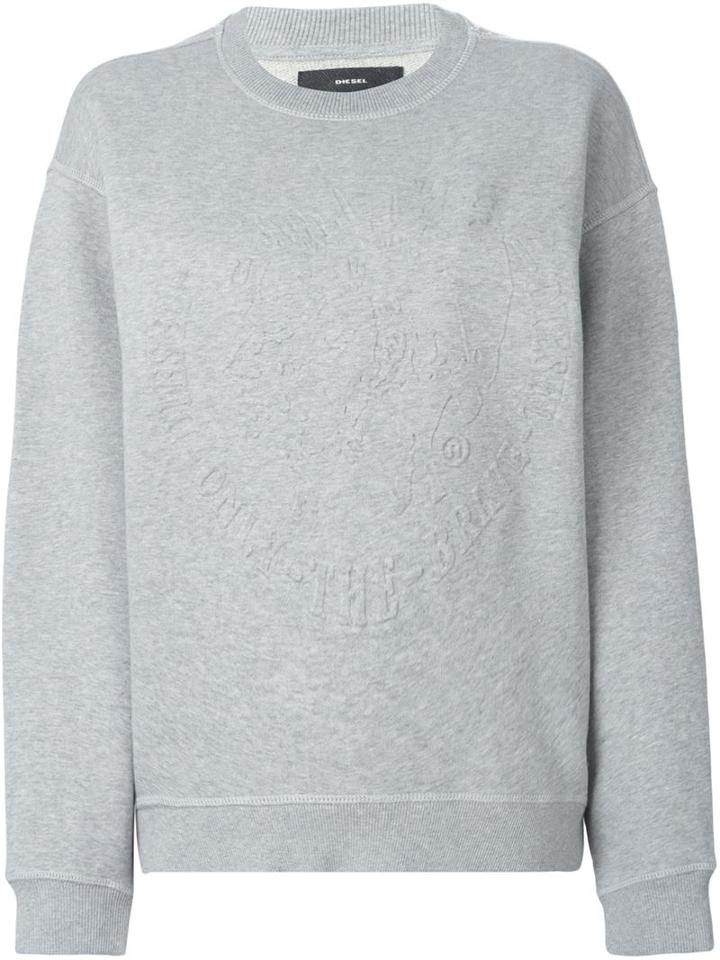 Diesel Embossed Sweatshirt, Women's, Size: Xs, Grey, Cotton/spandex/elastane