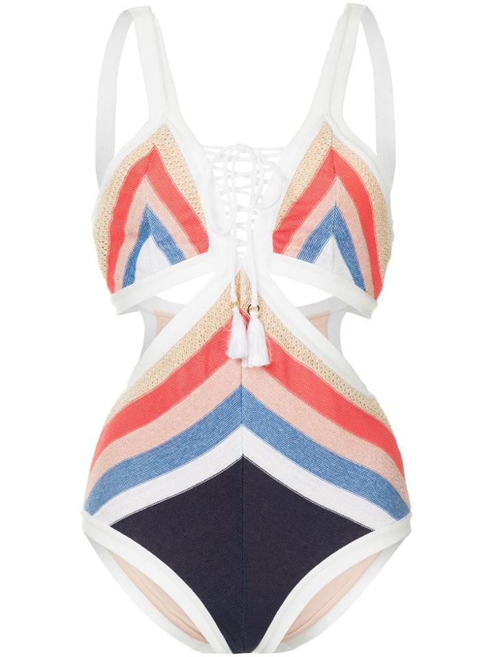 Suboo Panama Knitted Lace Front Swimsuit - Multicolour