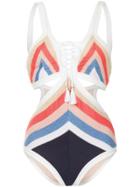Suboo Panama Knitted Lace Front Swimsuit - Multicolour