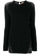 No21 Sheer Detailing Jumper, Women's, Size: 44, Black, Polyester/viscose/cotton/nylon