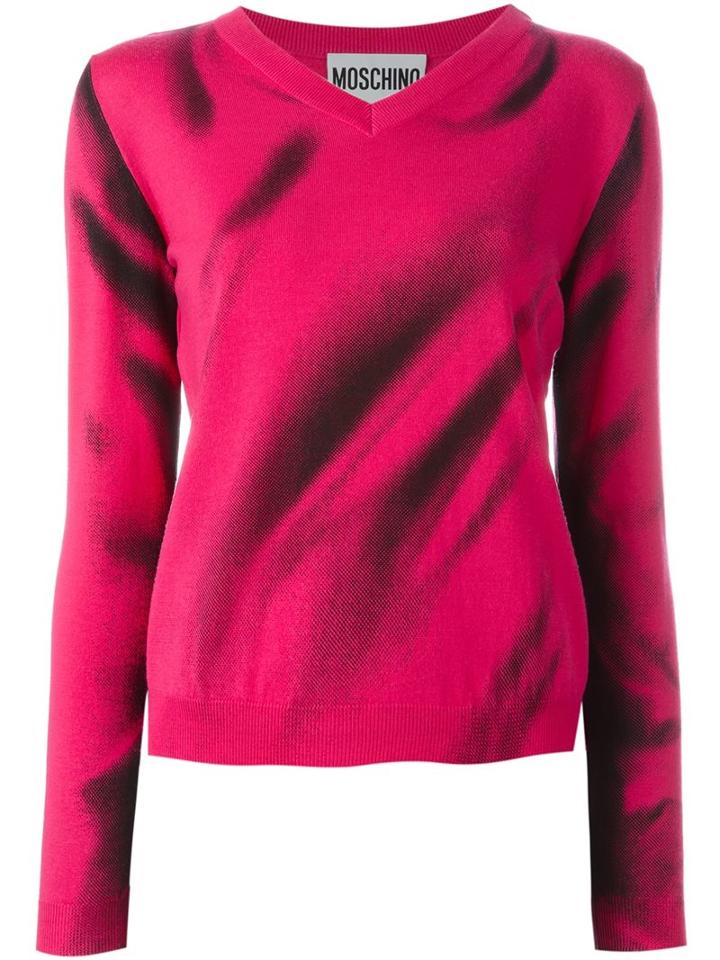 Moschino Trompe-l'ail Jumper, Women's, Size: Large, Pink/purple, Virgin Wool