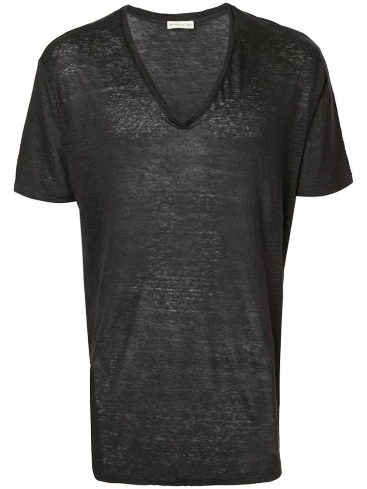 Etro Longline V-neck T-shirt - Black