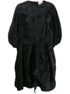 Ganni Loose Fit Pleated Mini Dress - Black