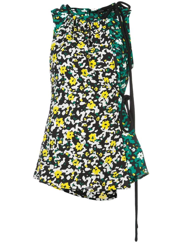Proenza Schouler Floral Print Tie Top - Black