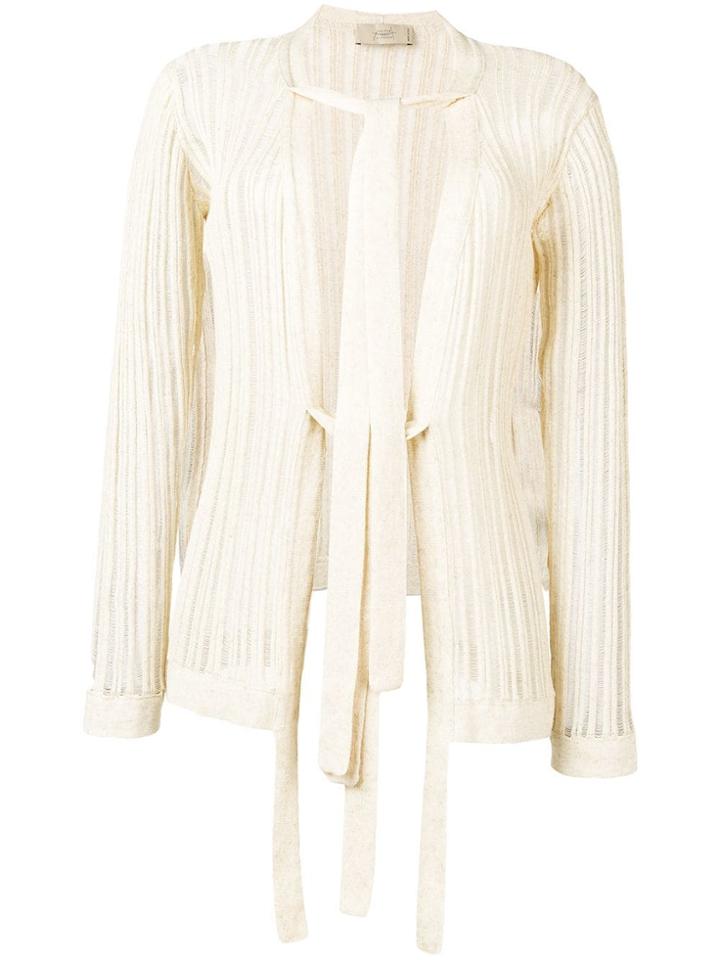 Maison Flaneur Slim-fit Tie Cardigan - Neutrals