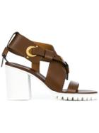 Chloé White Sole Strappy Mid-heel Sandals - Brown