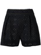 Miu Miu Perforated Flowers Shorts, Women's, Size: 40, Black, Cotton
