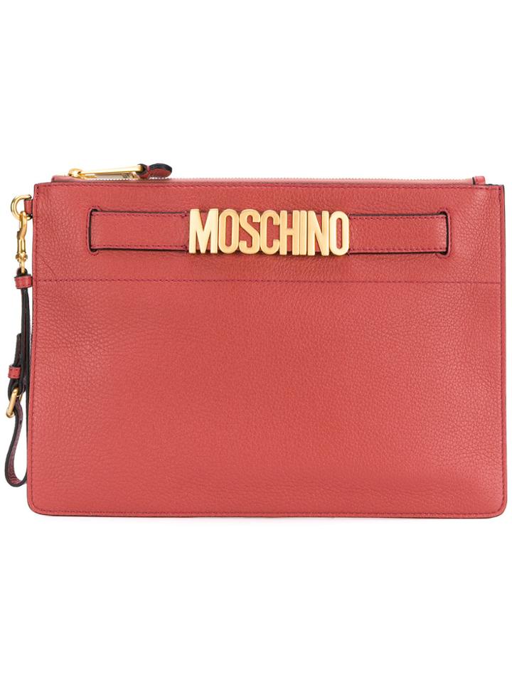 Moschino Medium Lettering Pouch - Pink & Purple