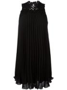 Ermanno Ermanno Pleated Roll Neck Dress, Women's, Size: 42, Black, Polyester/viscose
