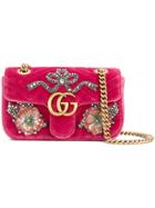 Gucci Gg Marmont Embroidered Bag - Pink & Purple