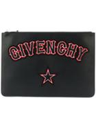 Givenchy - Logo Embroidered Clutch Bag - Women - Calf Leather - One Size, Black, Calf Leather