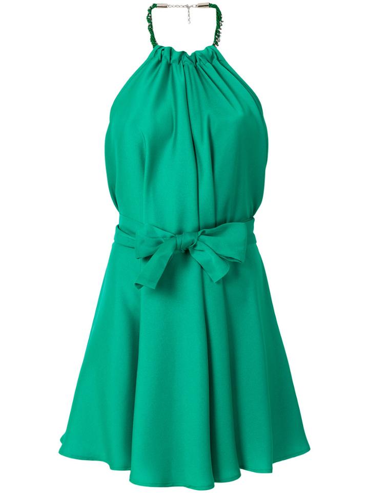 Pinko Tie Waist Halter Dress - Green
