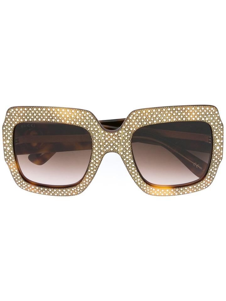 Gucci Eyewear Embellished Frame Sunglasses - Black