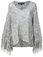 Derek Lam Fringed Knitted Blouse, Women's, Size: L, Nude/neutrals, Cotton