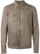 Salvatore Santoro Band Collar Jacket, Men's, Size: 54, Brown, Leather
