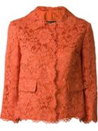 Dolce & Gabbana Floral Lace Jacket, Women's, Size: 38, Yellow/orange, Cotton/viscose/polyamide/silk