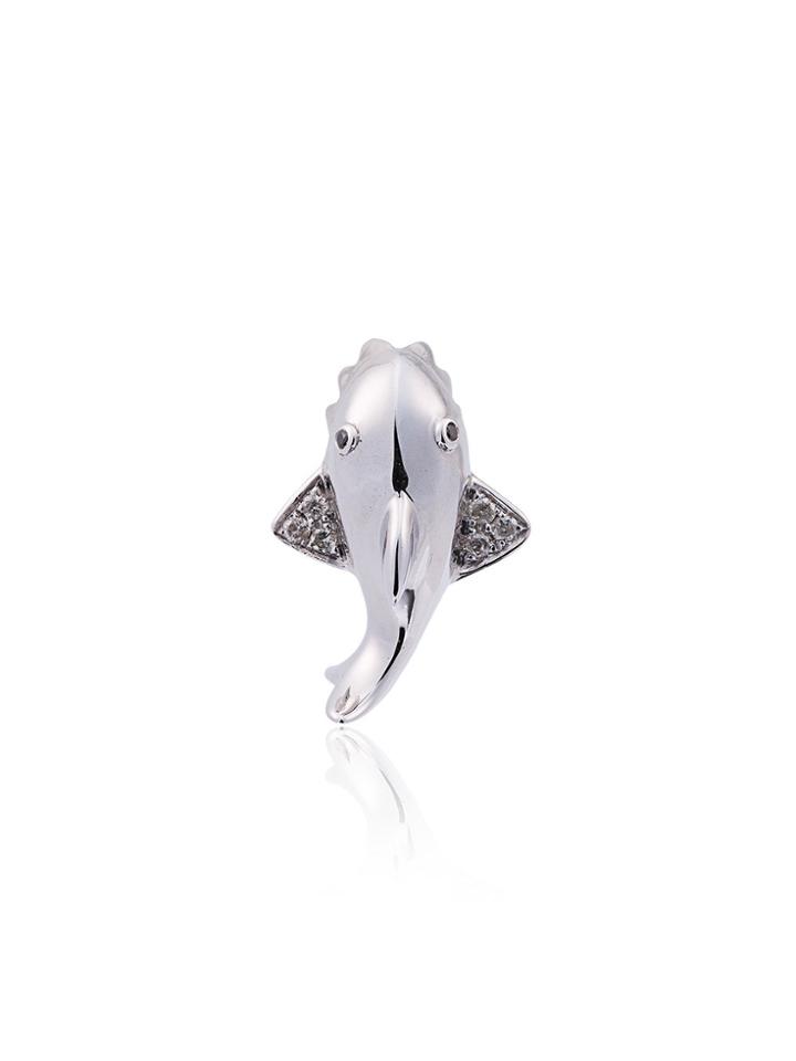 Yvonne Léon 18k White Gold And Diamond Mini Shark Stud - Metallic
