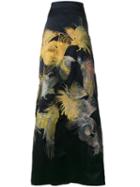 Alice Archer 'dore' Bird Embroidered Maxi Skirt, Women's, Size: 10, Blue, Silk