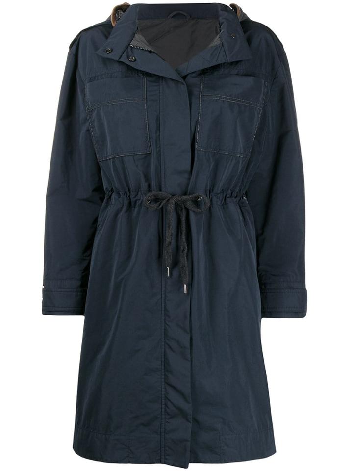 Brunello Cucinelli Bead-embellished Raincoat - Blue