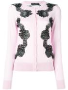 Dolce & Gabbana Lace Detail Cardigan, Women's, Size: 42, Pink/purple, Cashmere/silk/cotton/polyamide