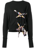 Msgm Lace-up Detail Sweatshirt, Women's, Size: Xs, Black, Cotton