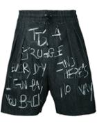 Selfmade By Gianfranco Villegas - Embroidered Drawstring Shorts - Men - Cotton - 46, Black, Cotton