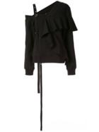 J Koo Asymmetric Long-sleeve Top - Black