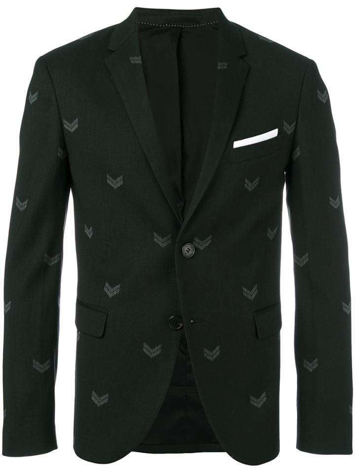 Neil Barrett Chevron Print Blazer - Black