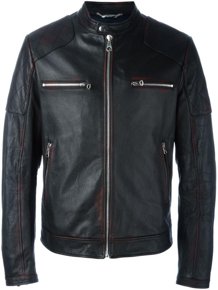 Dolce & Gabbana Spray Paint Detail Biker Jacket