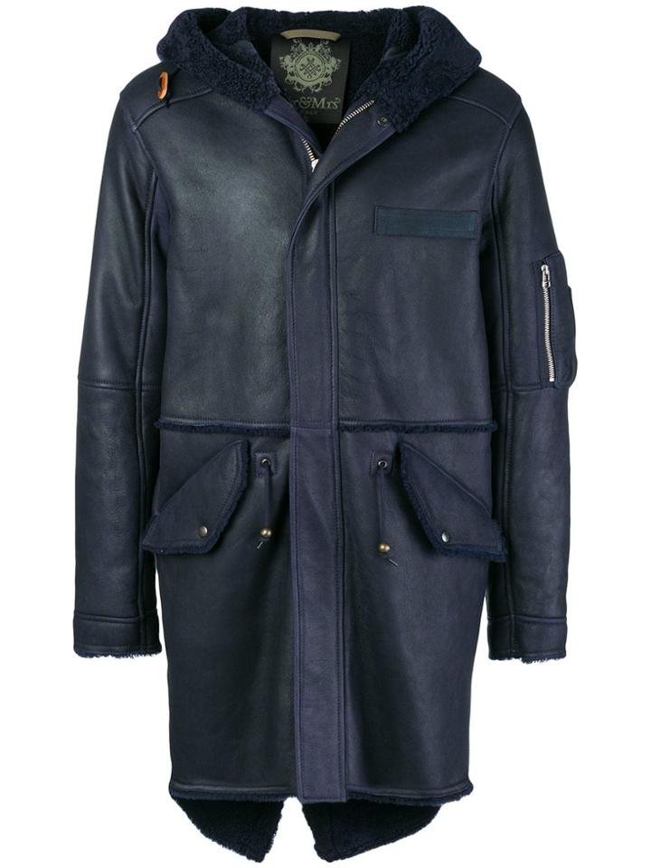 Mr & Mrs Italy Shearling-lined Leather Coat - Blue