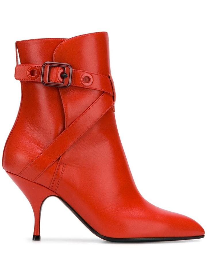 Bottega Veneta Pointed Ankle Boots - Red