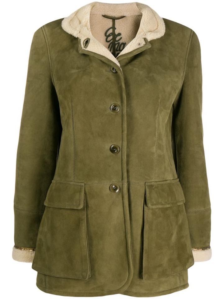 Ermanno Scervino High Neck Shearling Jacket - Green