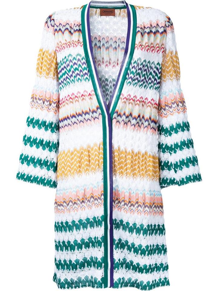Missoni Zig-zag Pattern Open Cardigan, Women's, Size: 38, White, Cotton/viscose