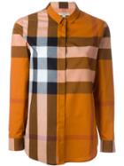 Burberry Brit Checked Shirt, Women's, Size: M, Yellow/orange, Cotton