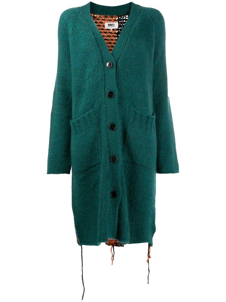 Mm6 Maison Margiela Checked Back Cardigan - Green