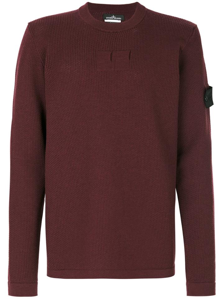 Stone Island Shadow Project Waffle Knit Sweater - Red