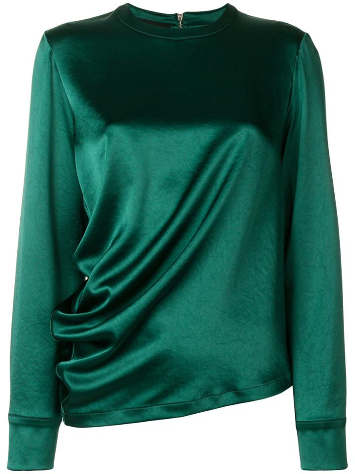 Cédric Charlier Longsleeved Draped Blouse - Green
